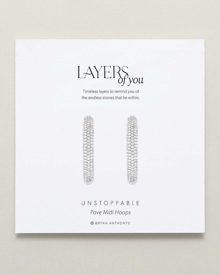 Earrings Bryan Anthonys | Unstoppable Pave Midi Hoop Earrings