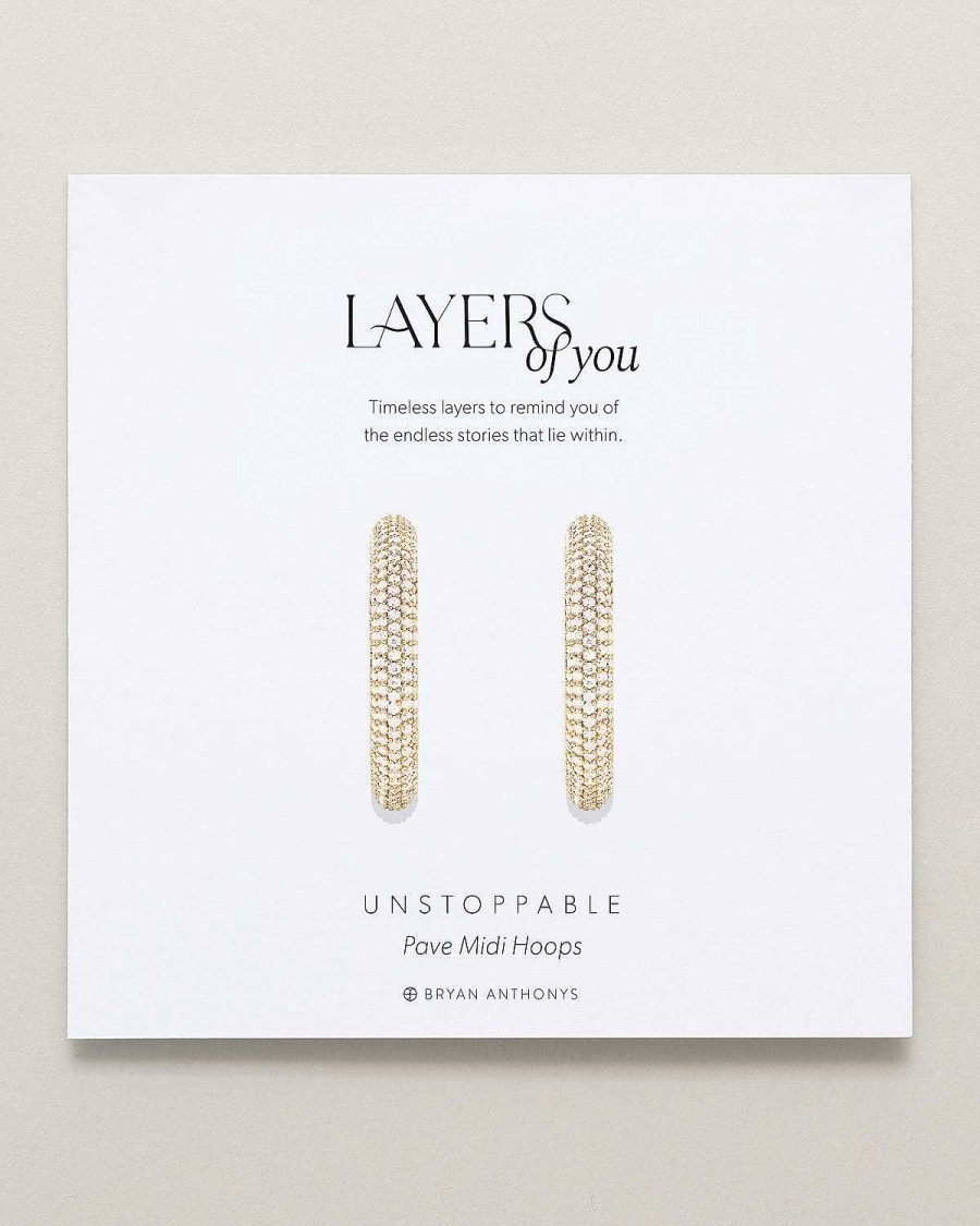 Earrings Bryan Anthonys | Unstoppable Pave Midi Hoop Earrings